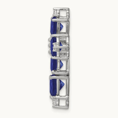 Created Blue Sapphire Chain Slide, 0.20 ct tw Lab-Grown Diamond