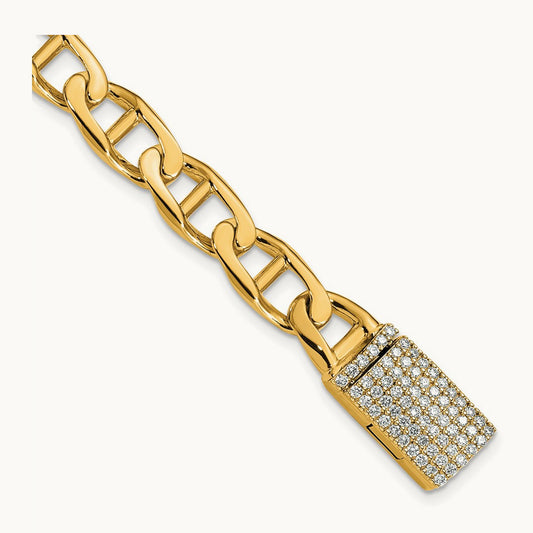 Hand-polished Anchor Link Diamond Clasp Bracelet — 9mm