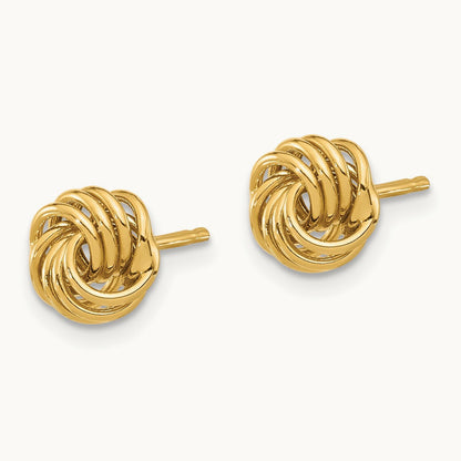 Polished Love Knot Post Earrings, 14K