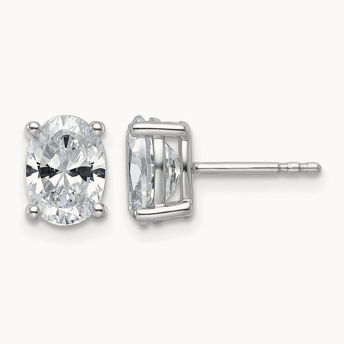 Oval Four-Prong Stud Earrings, 0.50-6.00 ct tw Lab-Grown Diamond — 2 ct, 14K White Gold
