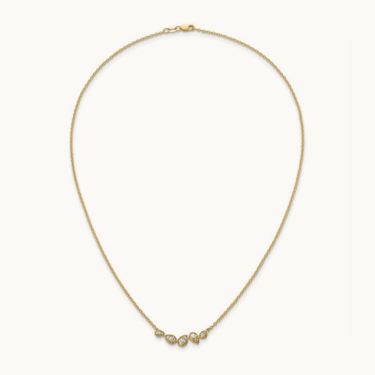 Pear-Link Bar Necklace, 0.25 ct tw Lab-Grown Diamond — 14K Yellow Gold