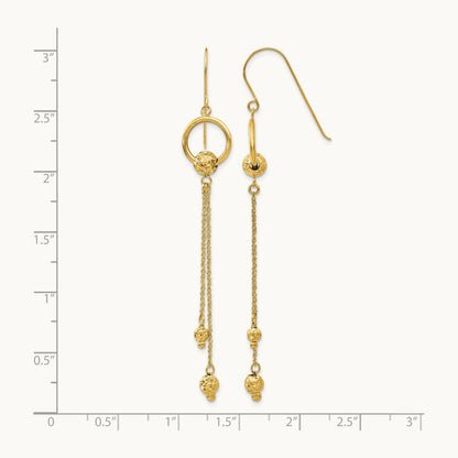 Diamond Cut Dangle Shepherd Hook Earrings, 14K Gold