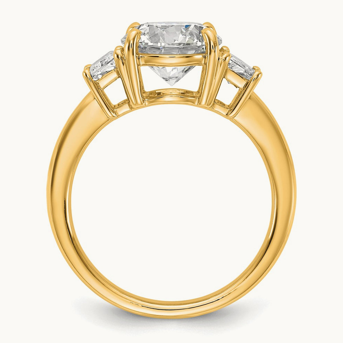 Trapezoid Sidestones Engagement Ring, 0.25-3.75 ct tw Lab-Grown Diamond — 3 1/2 ct, VS (Best) · Certified, 14K Yellow Gold