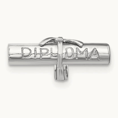 3-D DIPLOMA Rolled Up Charm, 14K White Gold