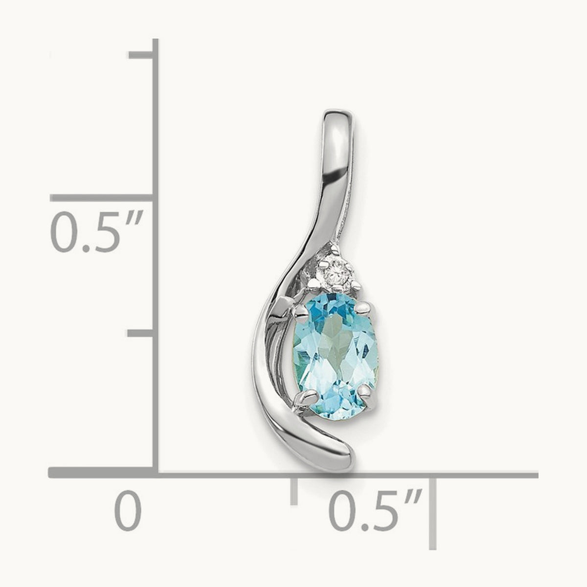 Blue Topaz and Diamond Pendant — 14K White Gold