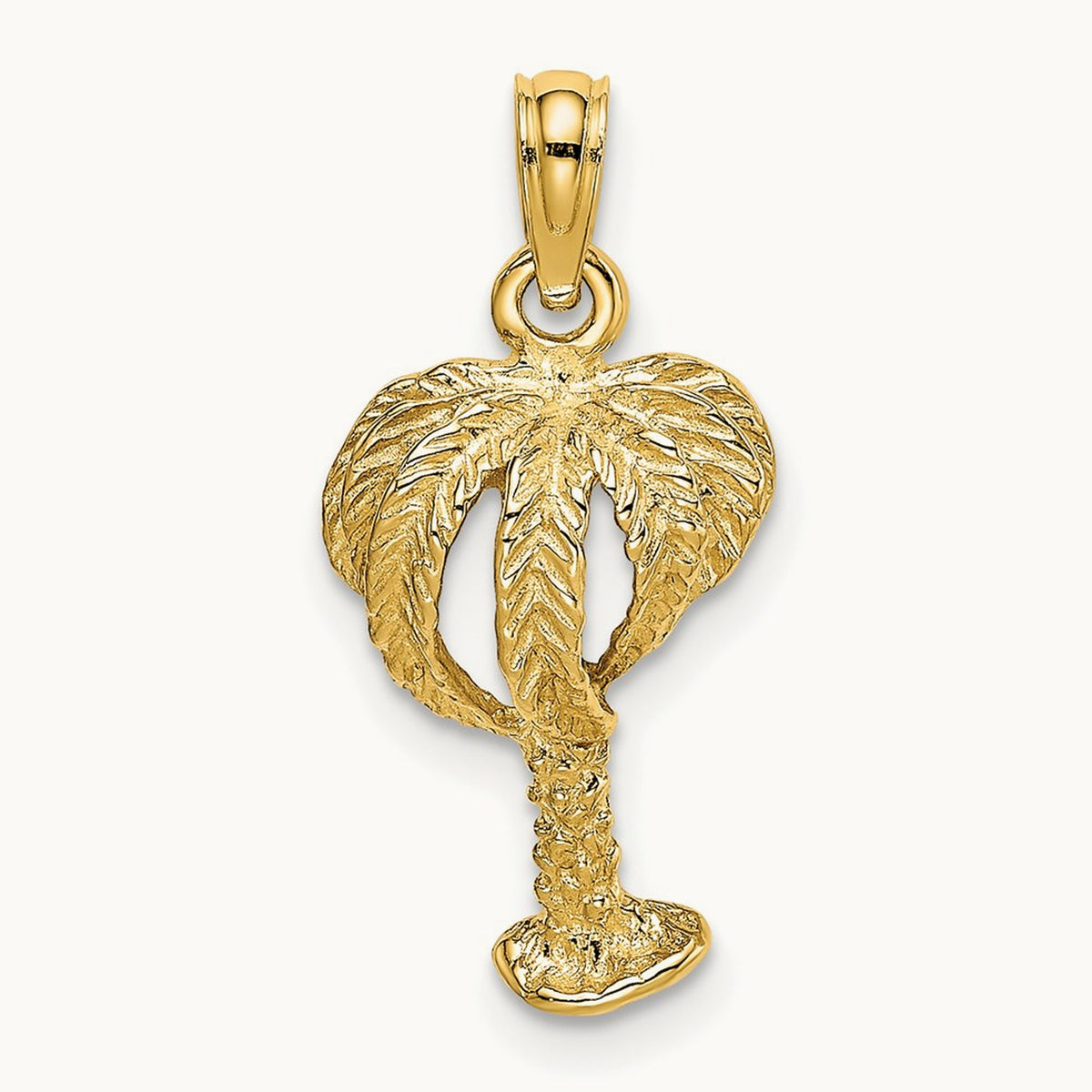 2-D Textured Palm Tree Charm, 14K