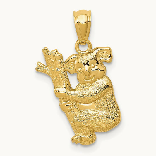 Textured Koala Pendant, 14K Yellow Gold