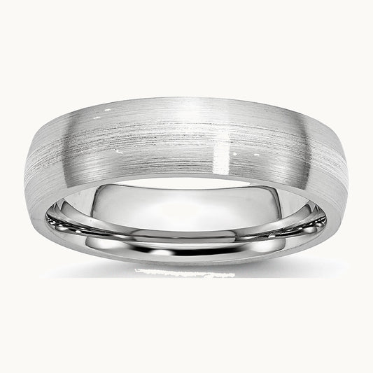 Chisel Cobalt Sterling Silver Inlay Satin 6mm Band