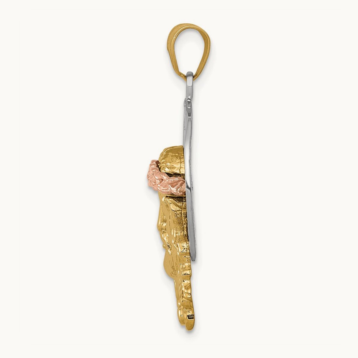 Tri-color Diamond-cut Christ Charm — 35mm
