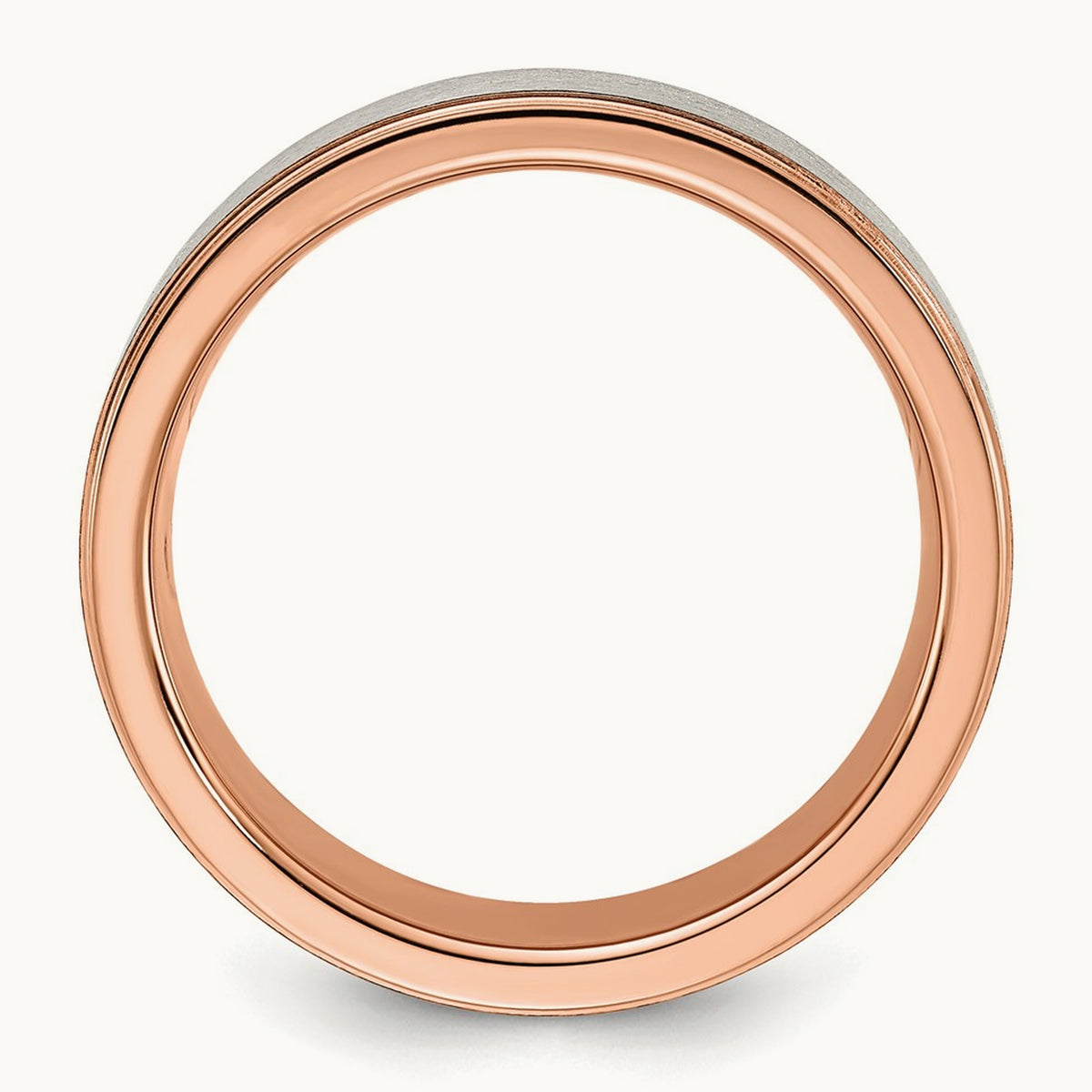 Brushed & Polished Rose IP-plated Band, 7mm, Titanium
