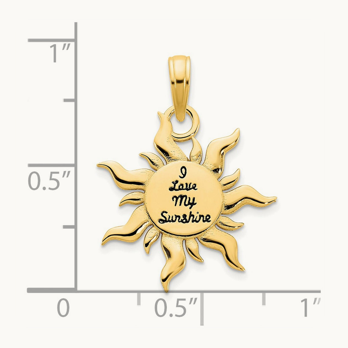 Epoxy I LOVE MY SUNSHINE Sun Pendant, 14K