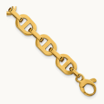 Polished 7.5 Fancy Anchor Link Bracelet, 14K