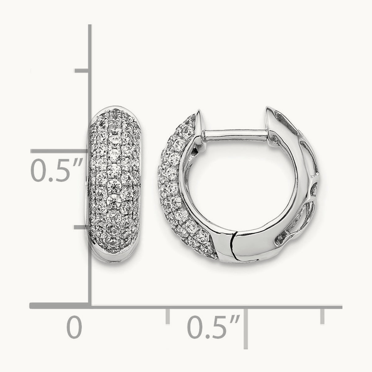 Diamond Hinged Hoop Earrings, 14K White Gold