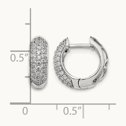 Diamond Hinged Hoop Earrings, 14K White Gold