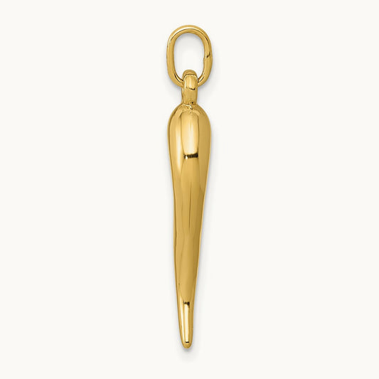3D Italian Horn Charm — 14K Yellow Gold, 30mm