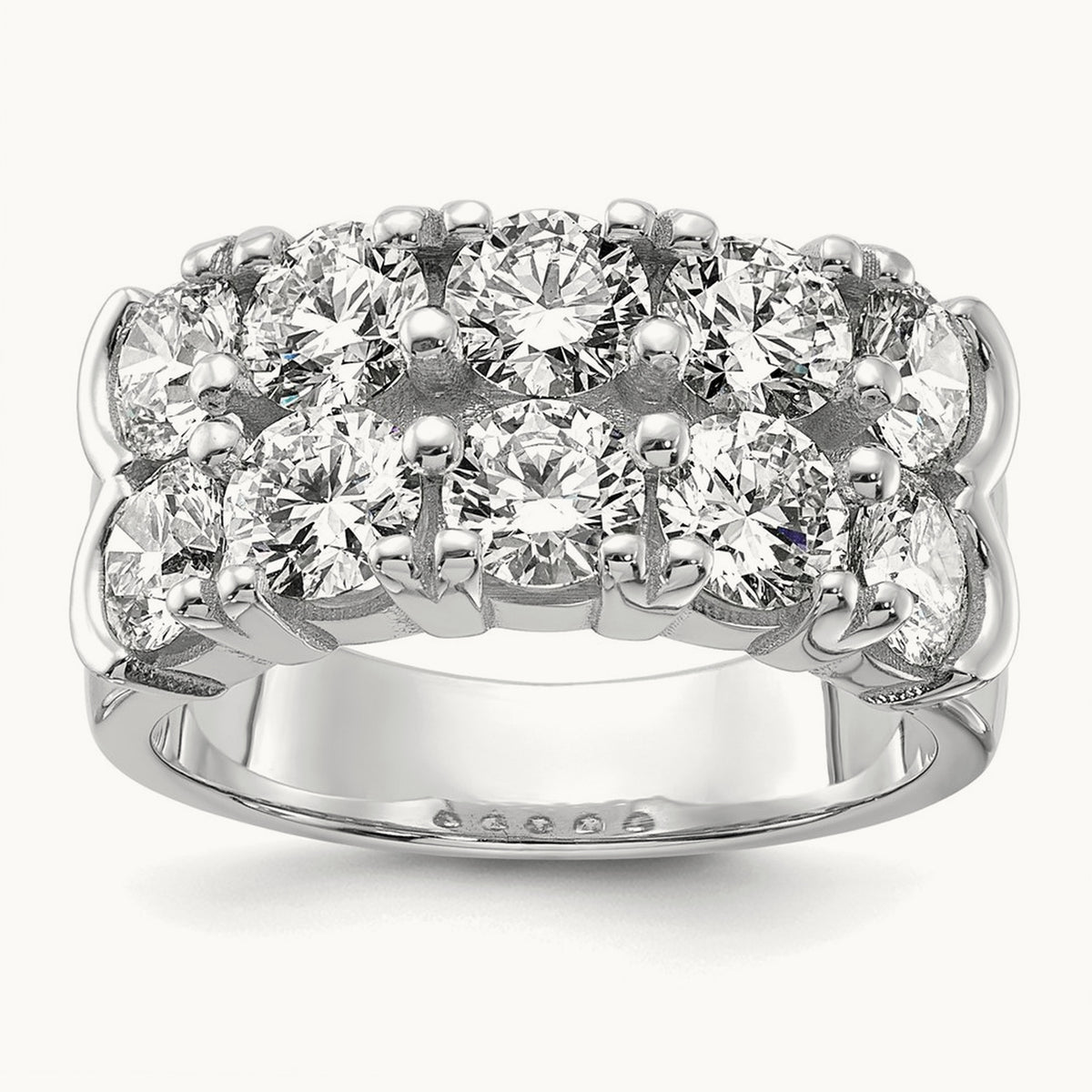 Shared-Prong 5 Stone Band — 14K White Gold, 3 3/8 ct, 7