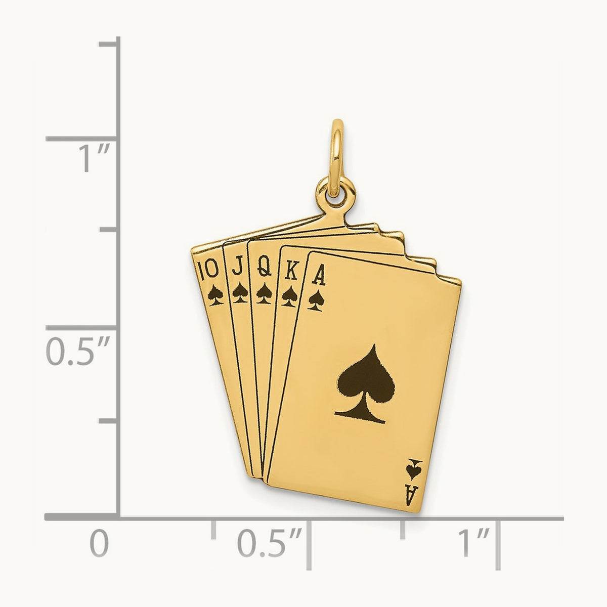 Enameled Royal Flush Playing Cards Charm, 14K