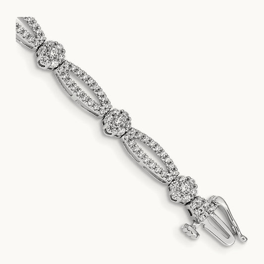 Flower Link Bracelet, 2.00 ct tw Lab-Grown Diamond