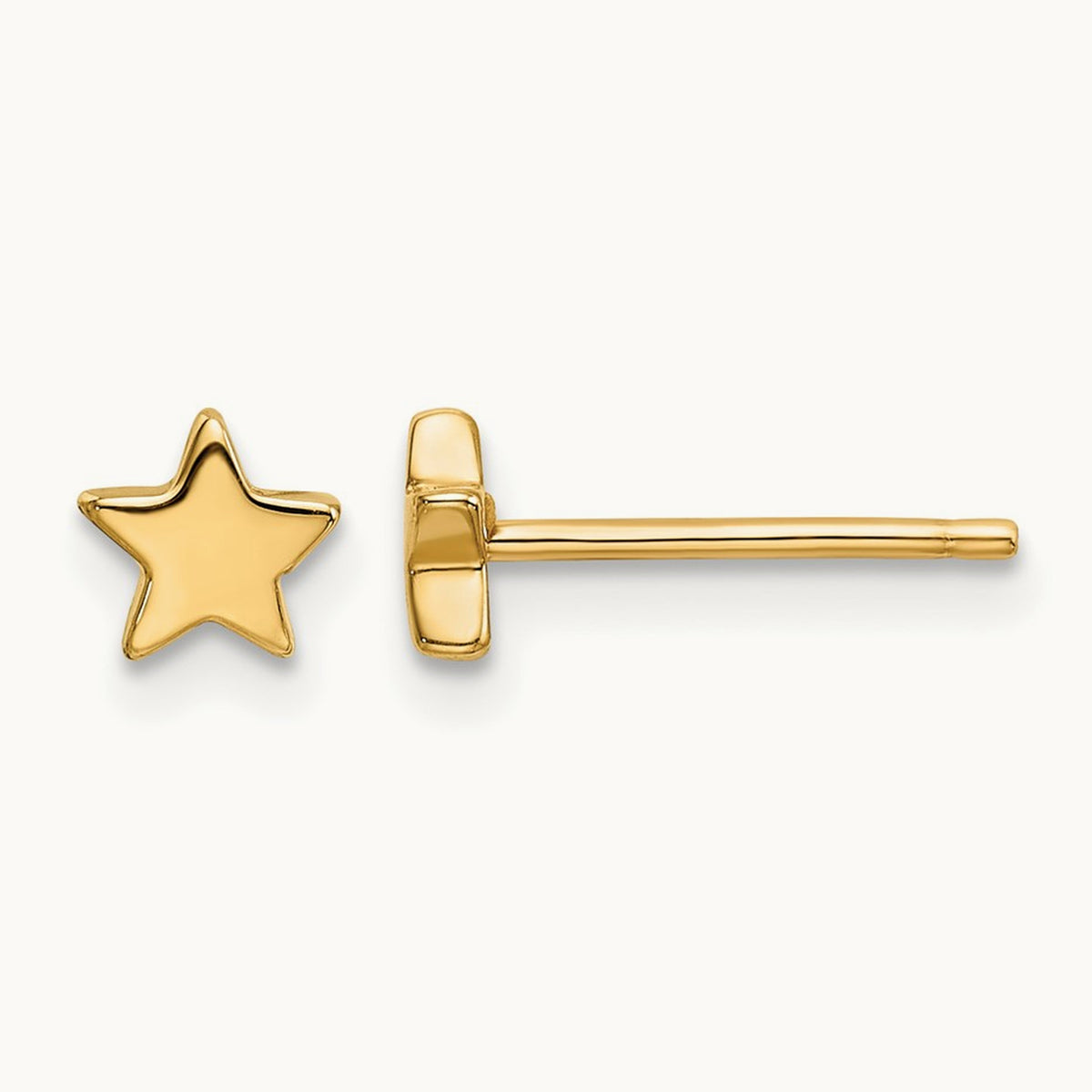 Polished Star Post Earrings — 14K Yellow Gold