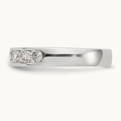 9-Stone Diamond Channel Band, 14K White Gold