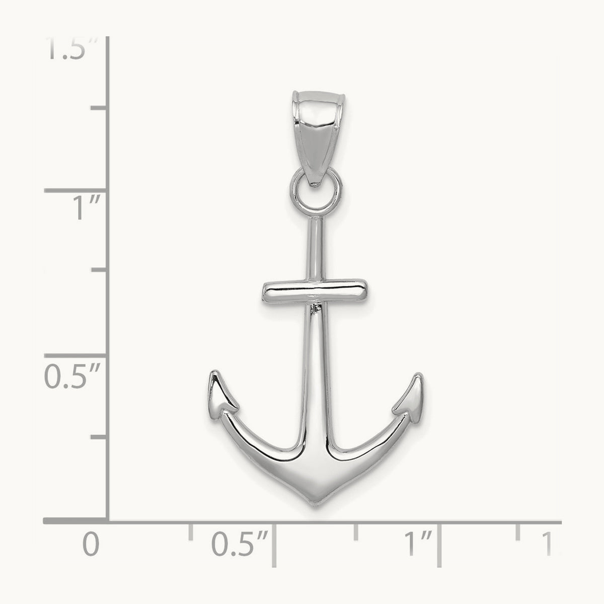 Polished Anchor Pendant — 14K White Gold, 31.6mm