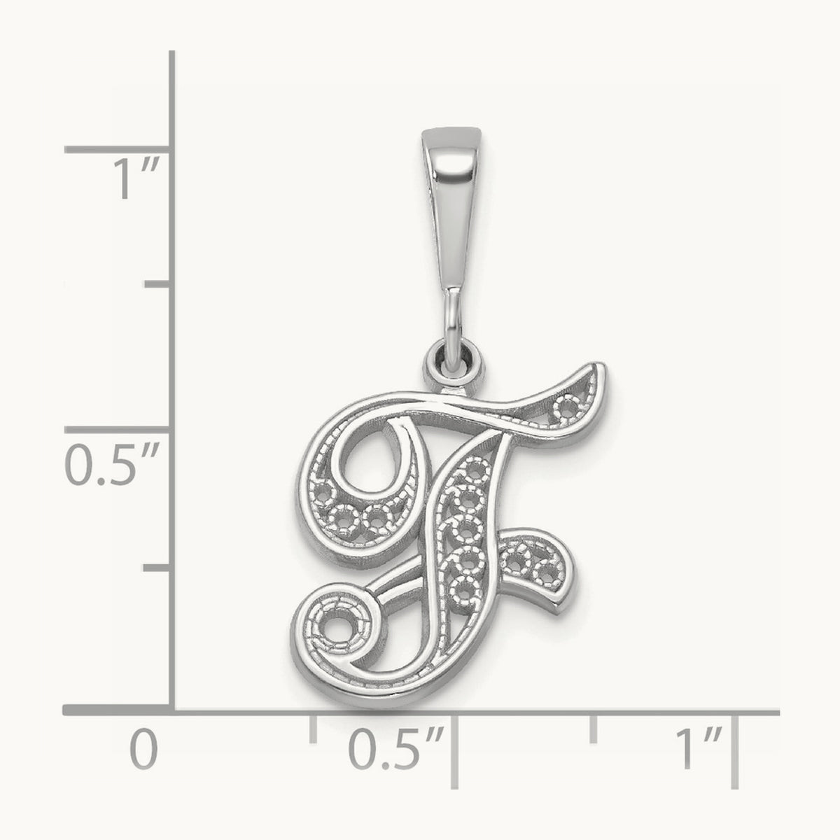 Solid Polished Script Filigree Initial Pendant — F