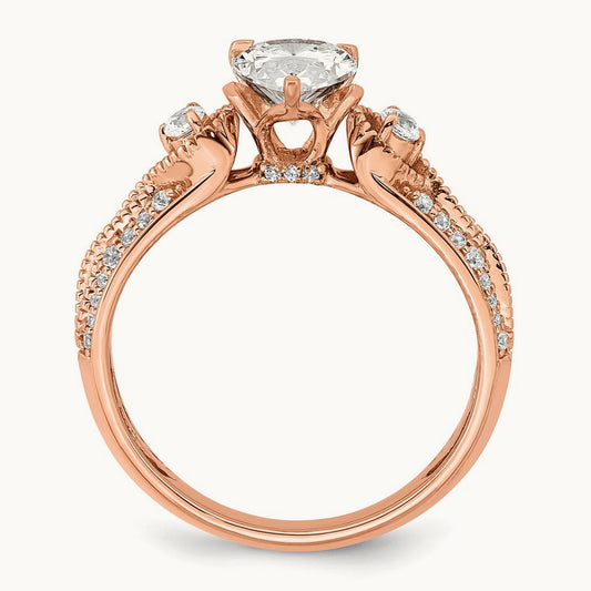 1ct Pear Semi-Mount Engage Dia Ring, 14K Rose Gold