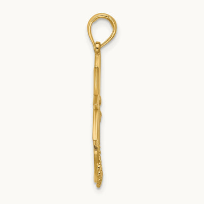 Polished Compass And Anchor with Rope Pendant, 14K