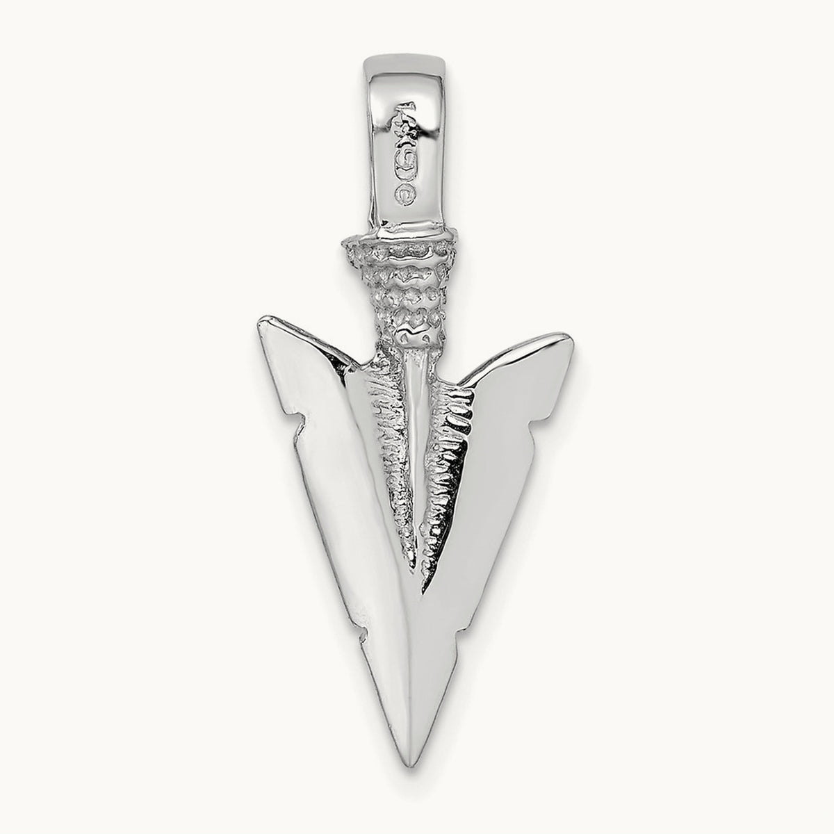 3-D Arrowhead Charm — 14K White Gold