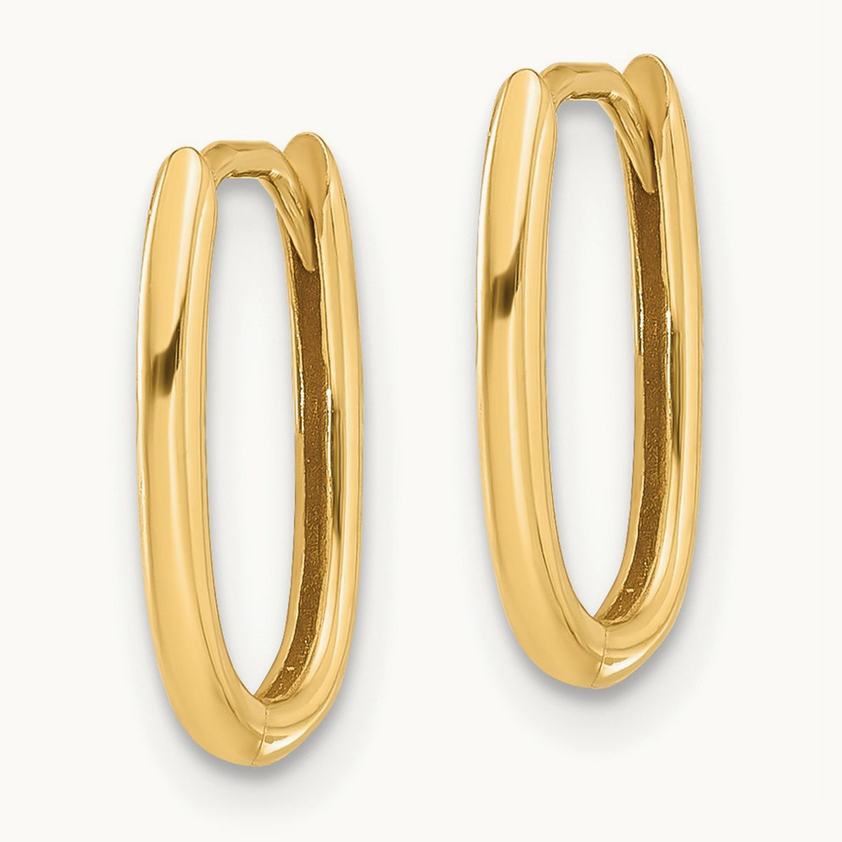 Polished Oval Hinged Hoop Earrings — 14K Yellow Gold, 9.25mm