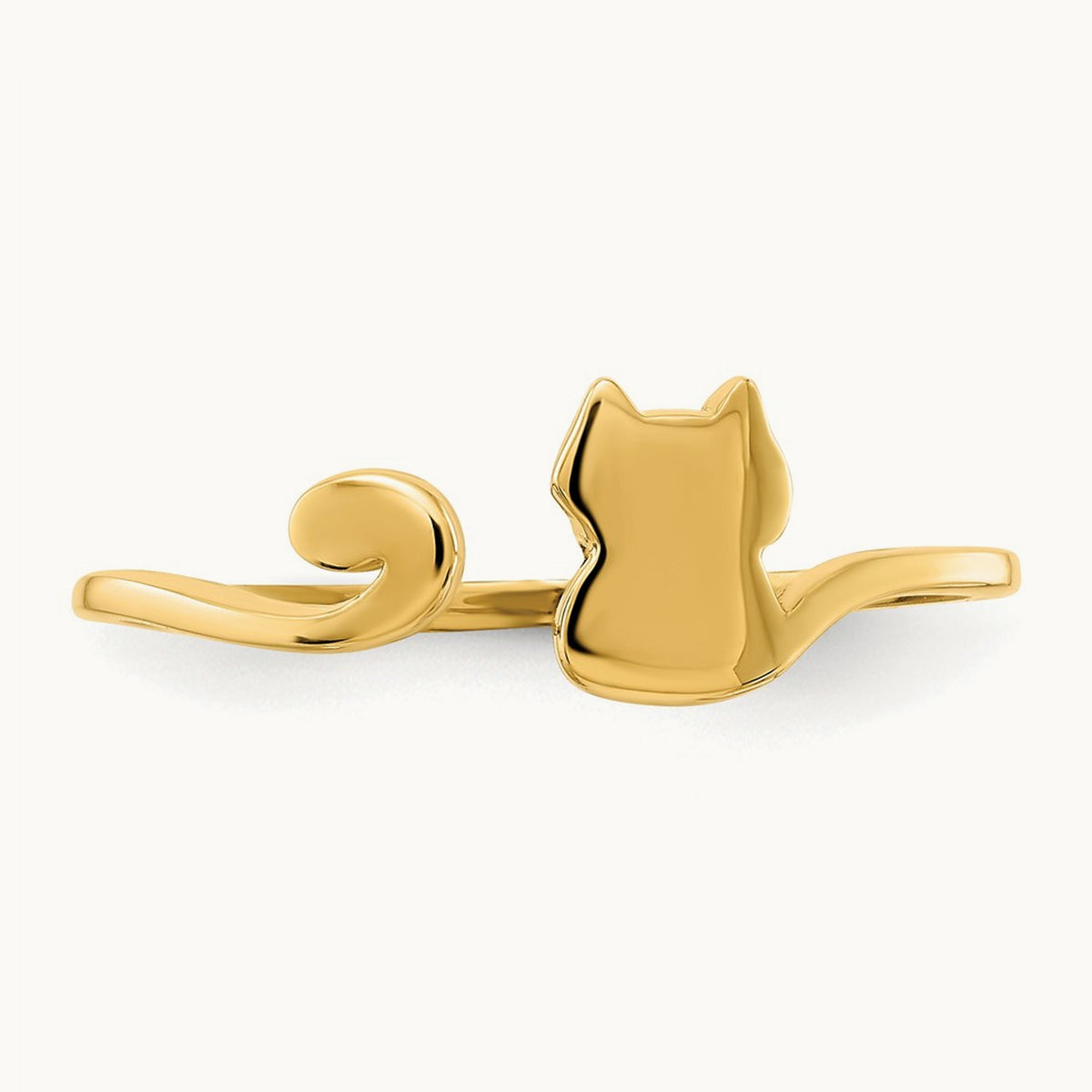 Polished Cat Adjustable Cuff Ring, 14K Gold