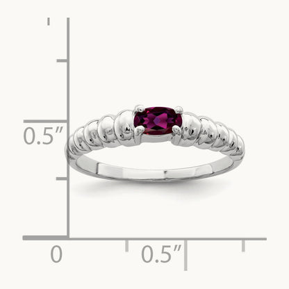 5x3mm Oval Rhodolite Garnet ring, 14K White Gold