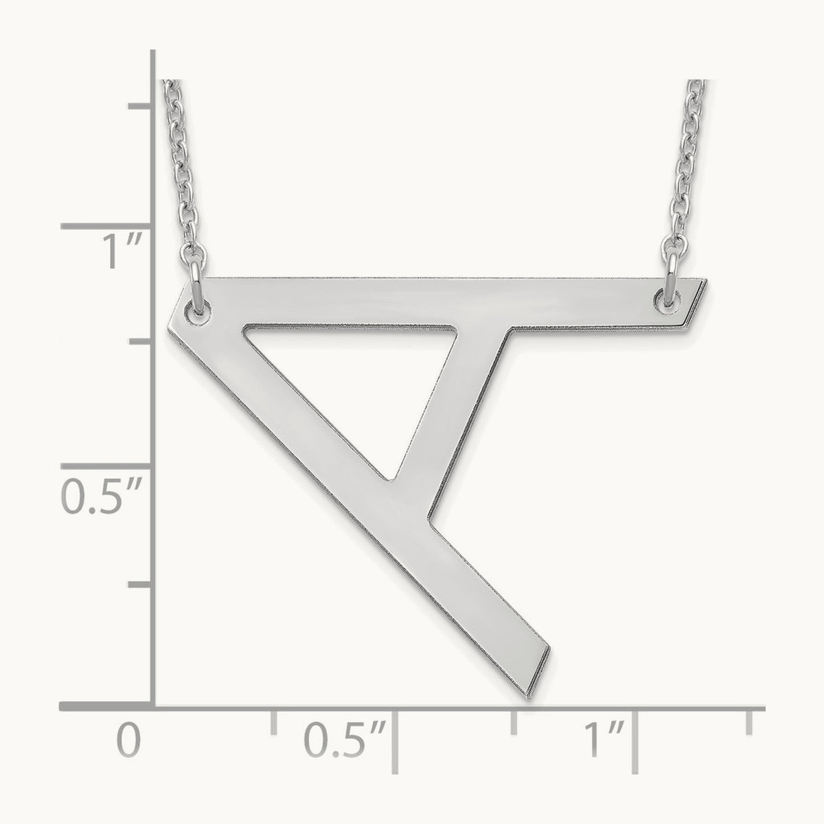 Polished Large Letter A Necklace, Sterling Silver