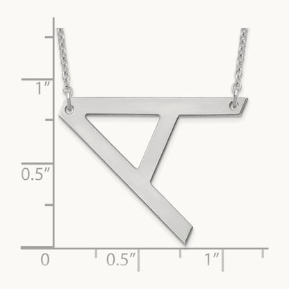 Polished Large Letter A Necklace, Sterling Silver