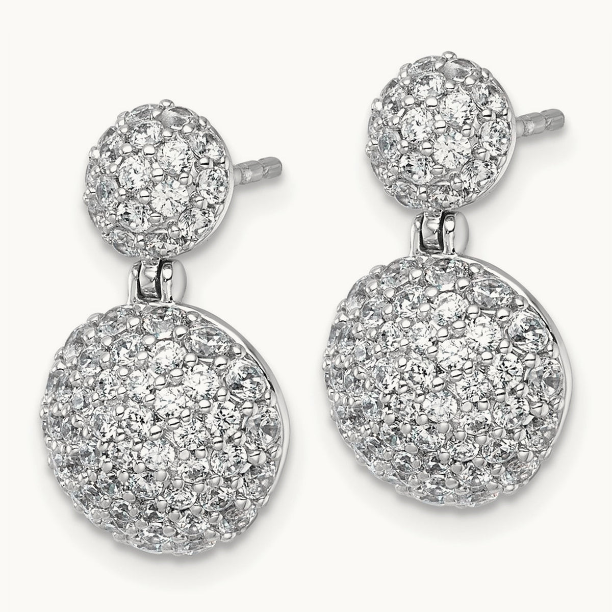 Pave Ball Dangle Post Earrings, 2.00 ct tw Lab-Grown Diamond — 14K White Gold
