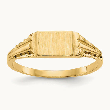 Childs Diamond-Cut Signet Ring, 14K