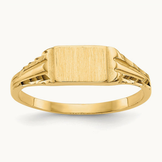 Childs Diamond-Cut Signet Ring, 14K