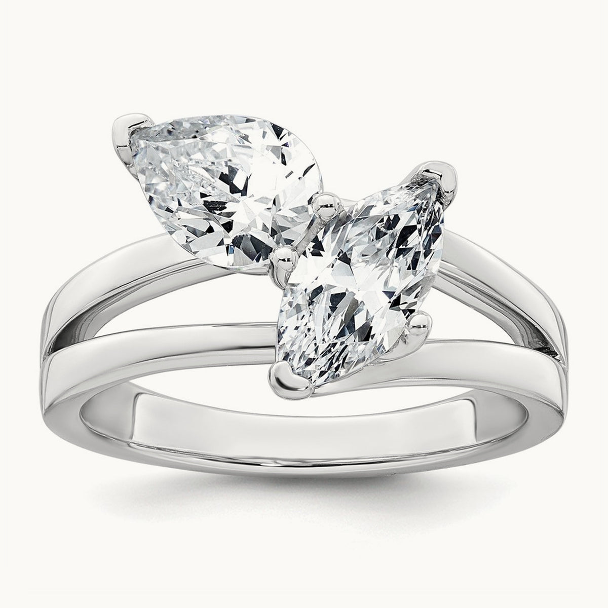 Marquise & Pear 2 Stone Engagement Ring, 2.00 ct tw Lab-Grown Diamond — 14K White Gold