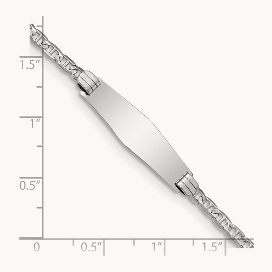 WG Semi-Solid Soft Diamond Shape Anchor Link ID Bracelet, 14K