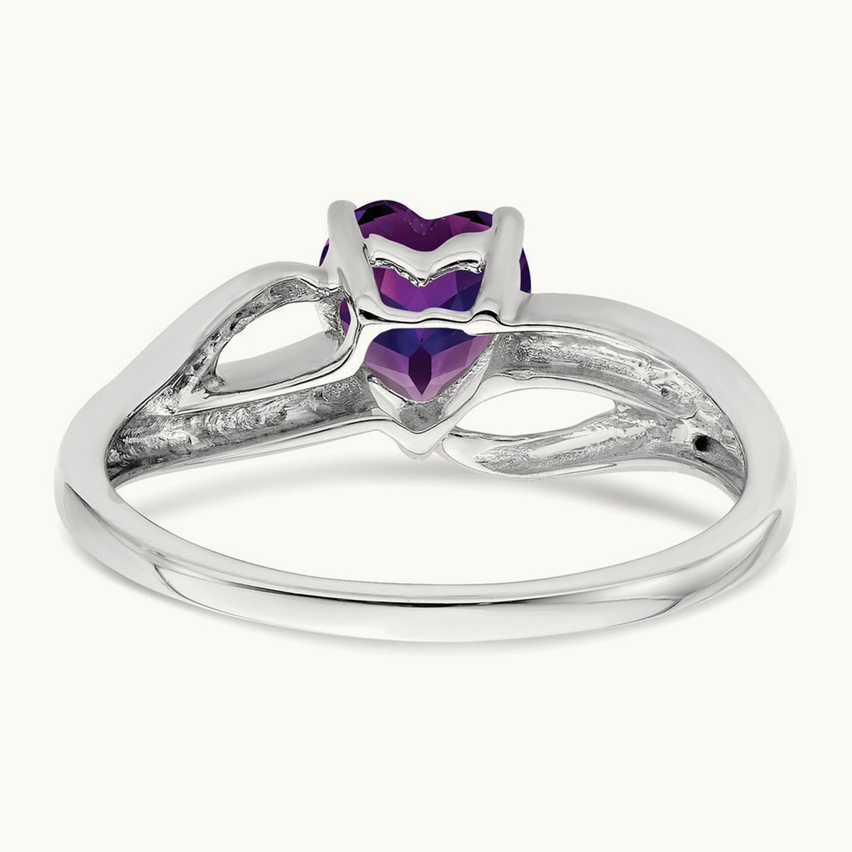 Amethyst and Diamond Heart Ring, 0.03 ct tw — 14K White Gold