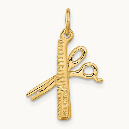 Comb and Scissors Charm, 14K