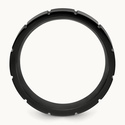 Polished Black IP-plated Grooved Band, 8mm, Titanium