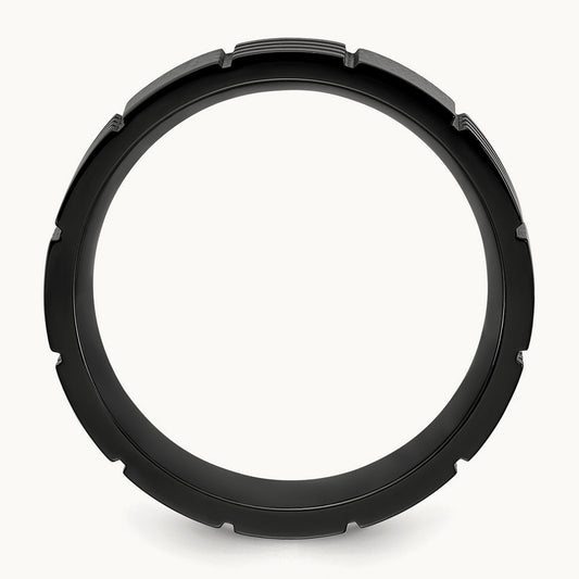 Polished Black IP-plated Grooved Band, 8mm, Titanium