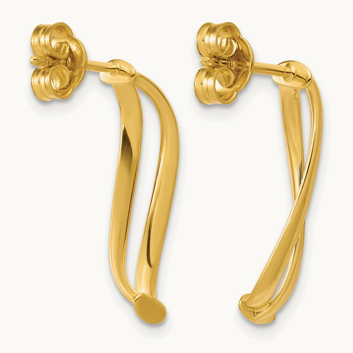w/ Polished Curve Post Earrings — Leslie's — 10K Yellow Gold