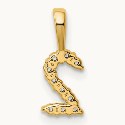 Diamond Number 2 Pendant — 14K Yellow Gold
