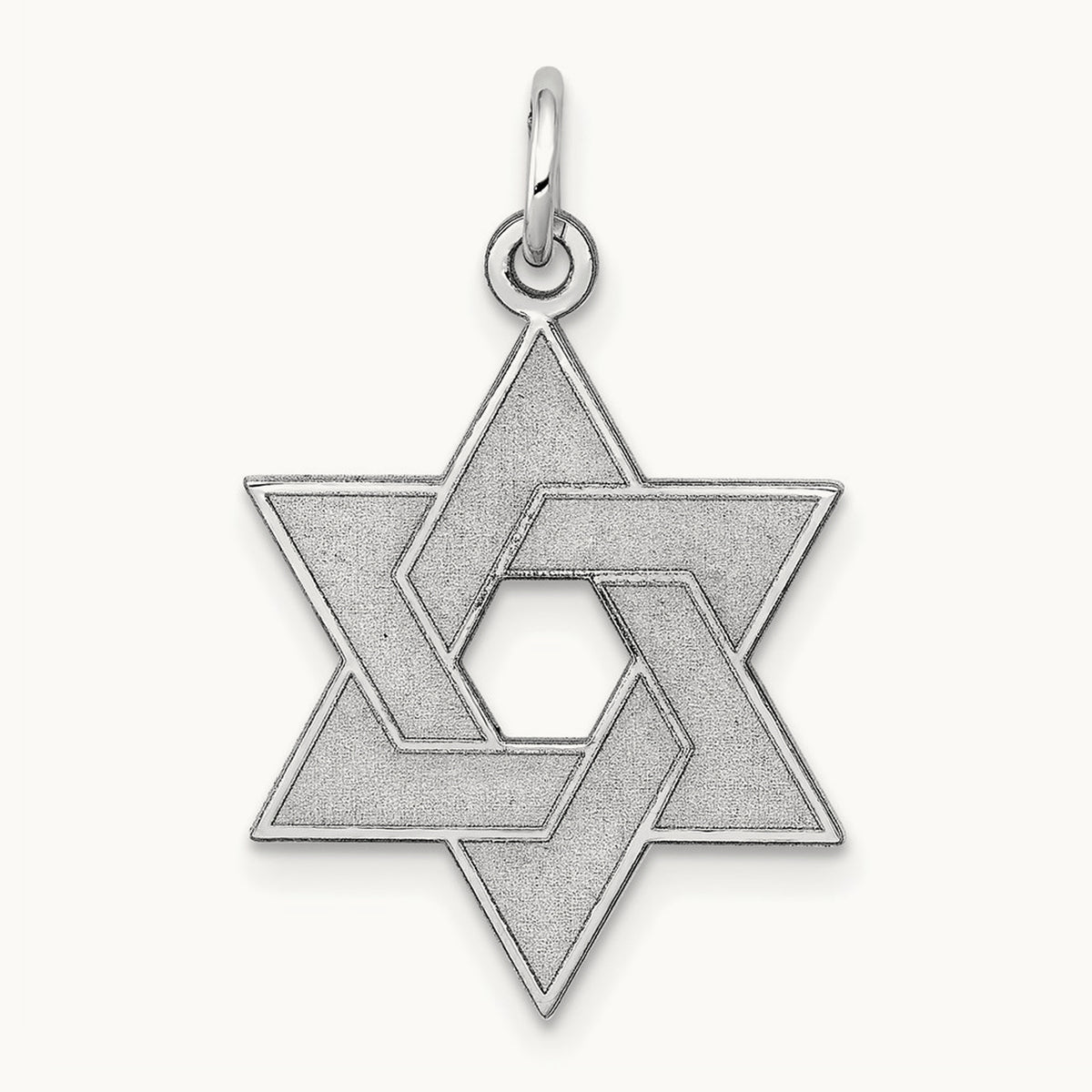Laser Designed Star of David Pendant — 14K White Gold, 26mm