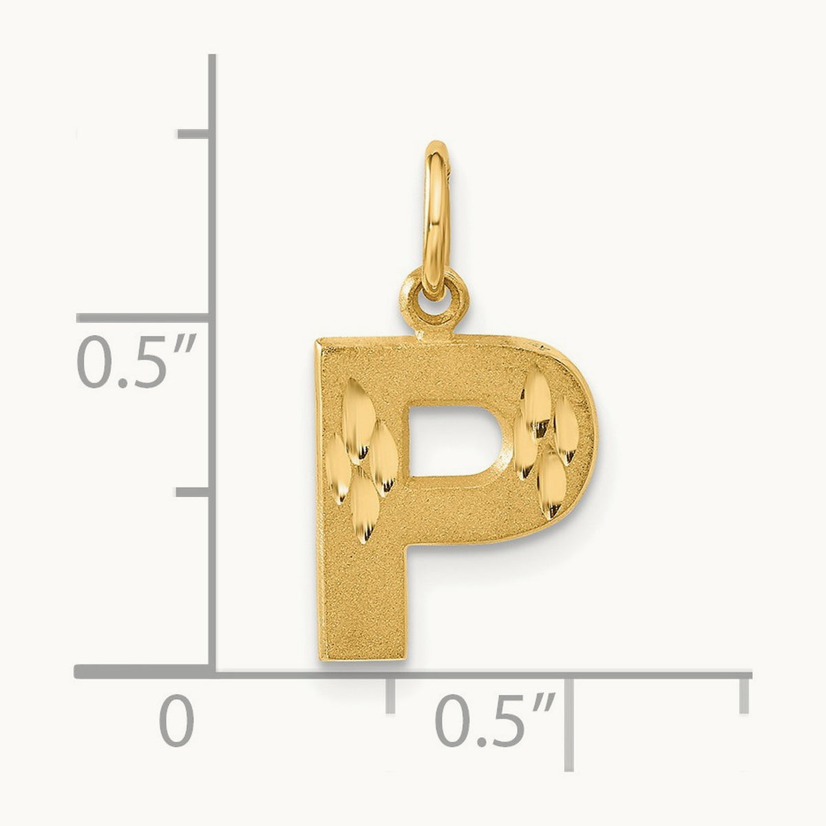 Satin Diamond-cut Initial Charm — 14K Yellow Gold, P