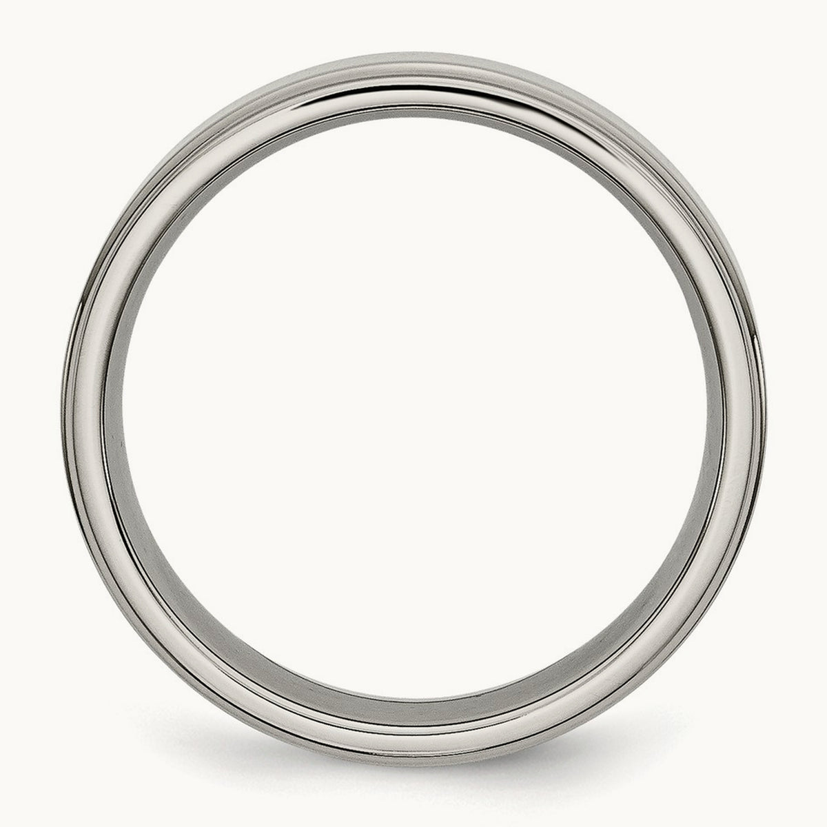 Polished Ridged Edge Band, 6mm, Titanium