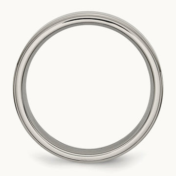 Polished Ridged Edge Band, 6mm, Titanium