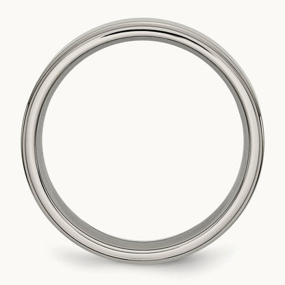 Polished Ridged Edge Band, 6mm, Titanium